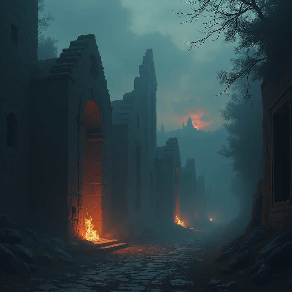 Mystical Twilight Realm with Ethereal Symbols