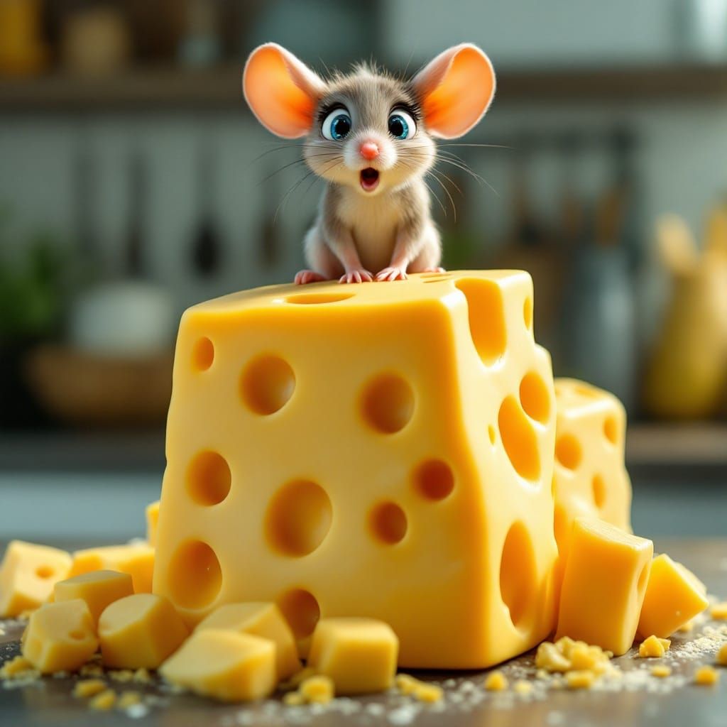 Whimsical Comedy in a Modern Kitchen Scene with a Surprised ...