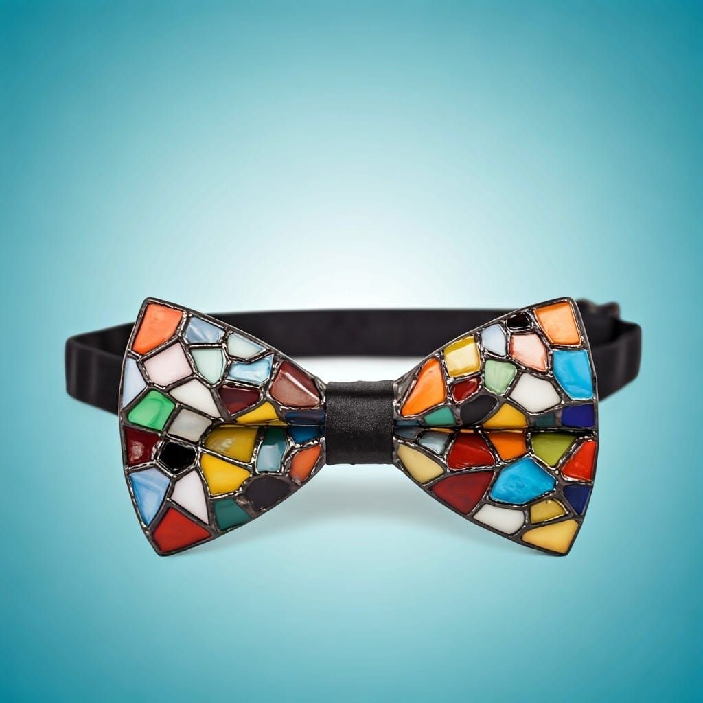 Delicate Stained Glass Bowtie in Vibrant Kaleidoscope Colors