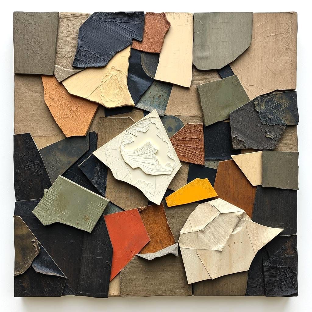 Textured Painting with Interlaid Shapes in Relief