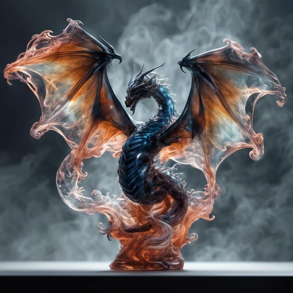 Glassblown Dragon Figurine with Cosmic Energy