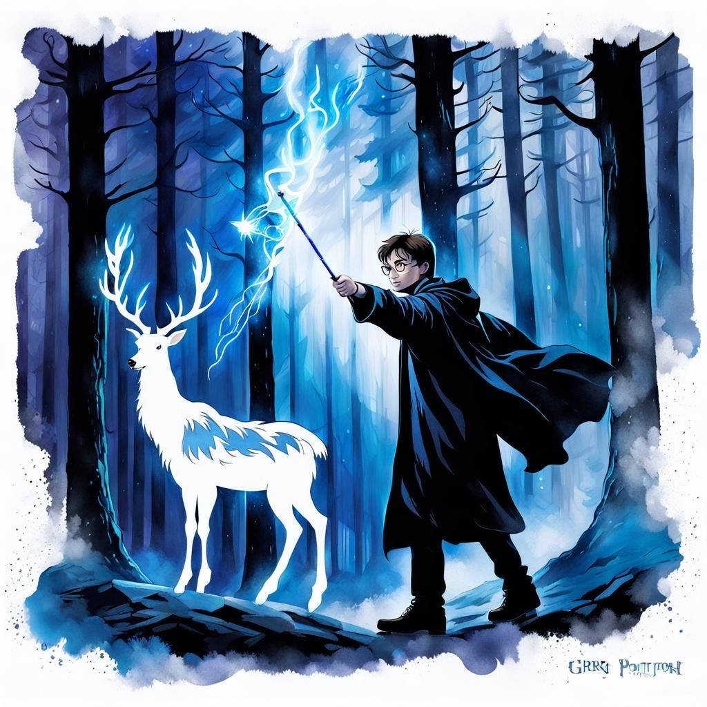 Harry Potter Casts a Luminous Patronus