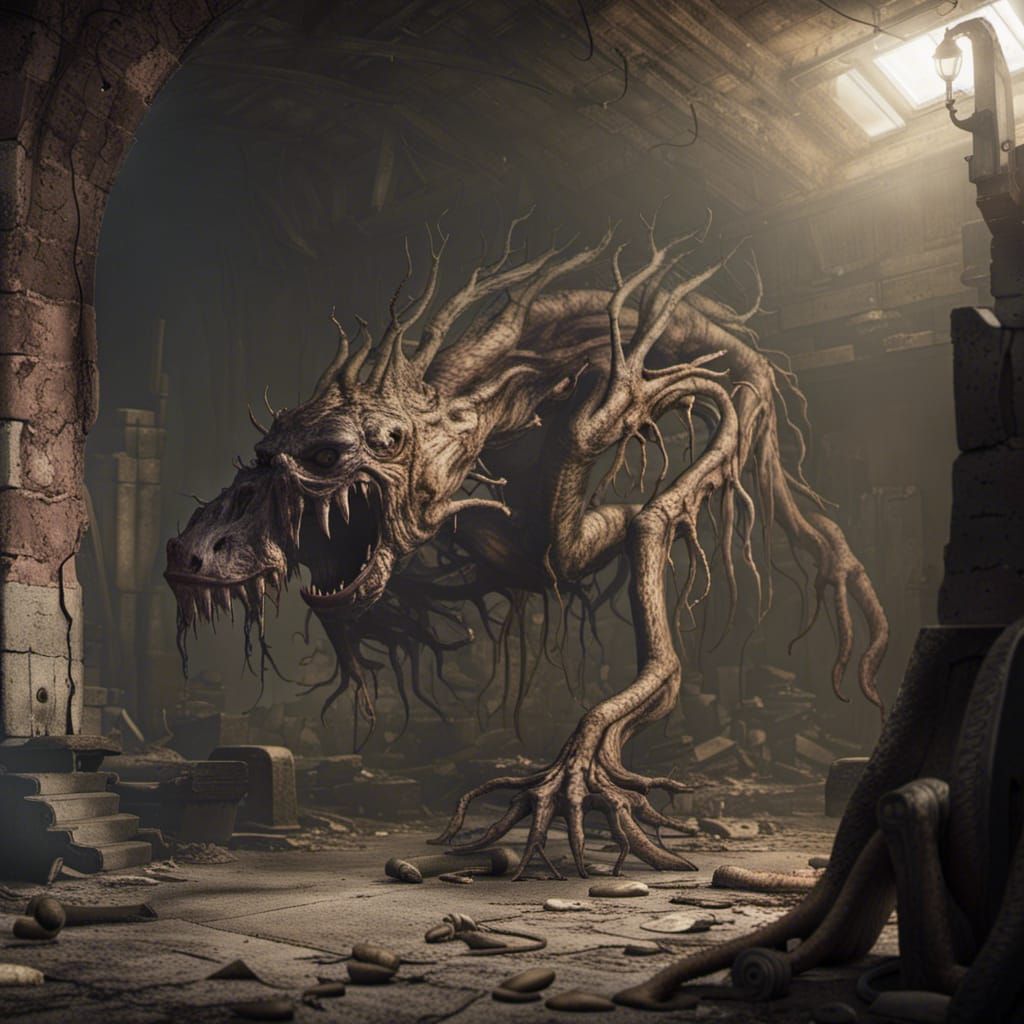 Eldritch Mutant Monster in Derelict Cellar
