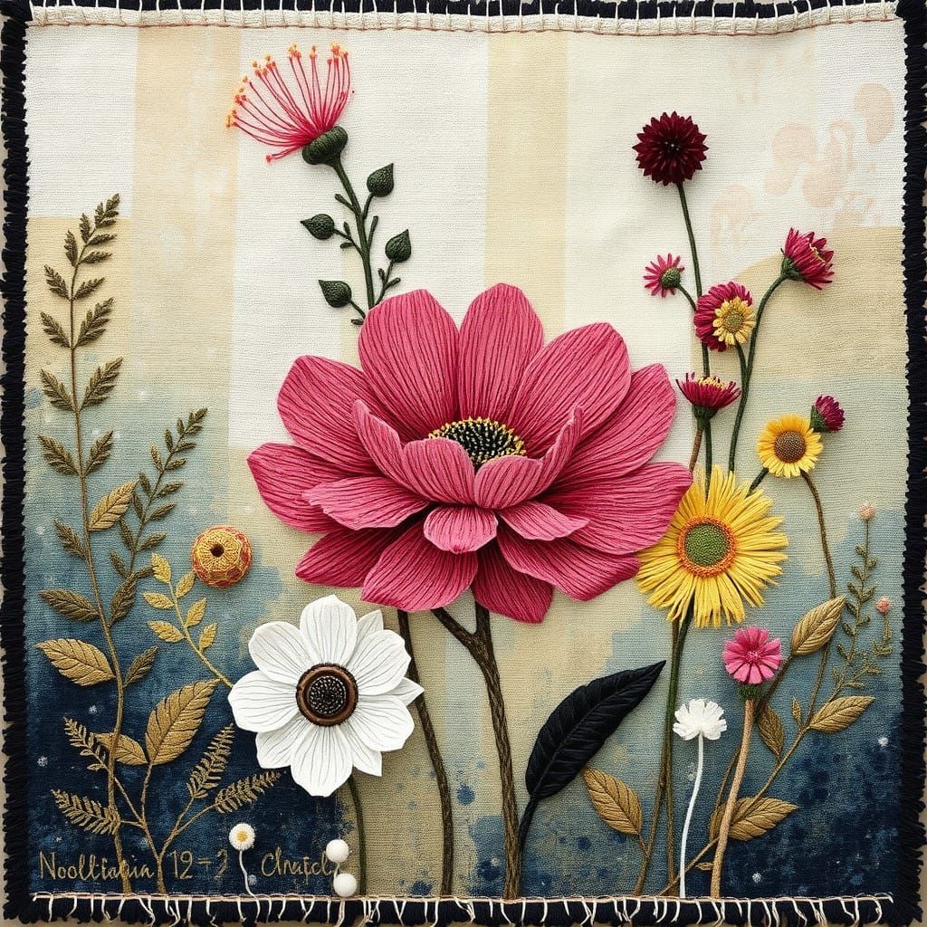 Surrealist Tapestry Blooms in Vibrant Abstract Style