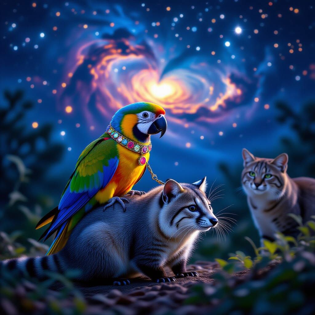 Parrot on Opossum Under Orion Nebula