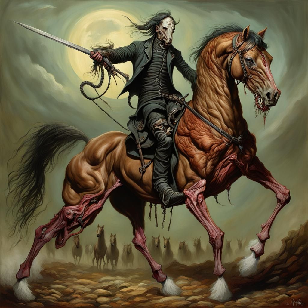 Grotesque Nuckelavee Horror Painting in Chris Mars Style