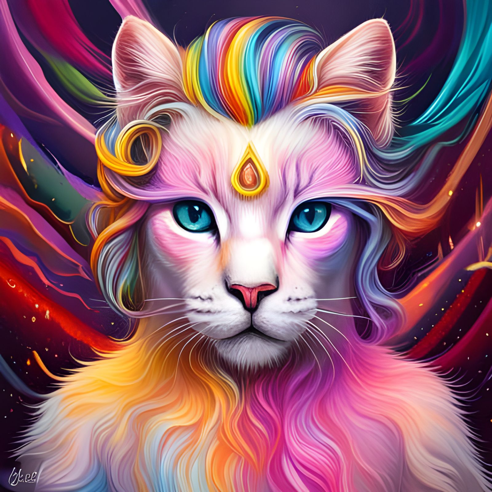 Adorable Cat Unicorn in Graffiti Art Style