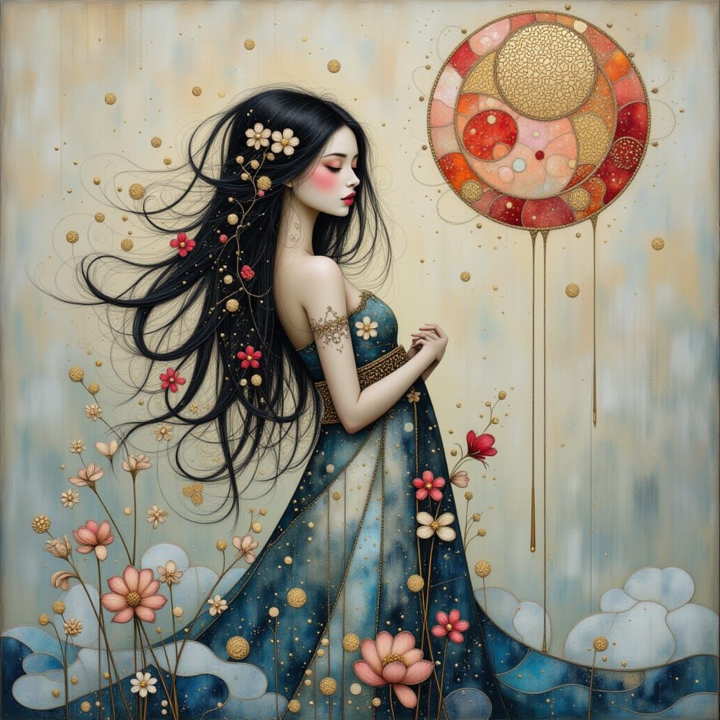 Ethereal Geisha in Whimsical Darkness