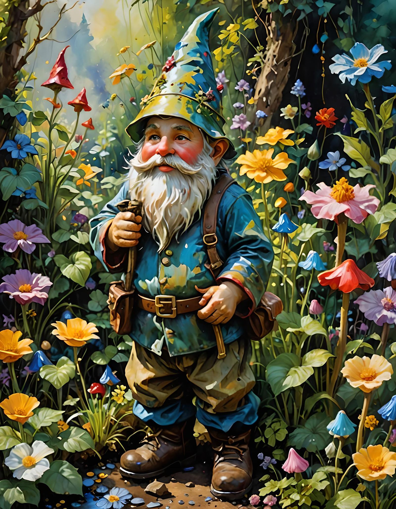 Impressionist Garden Gnome in Monet Style