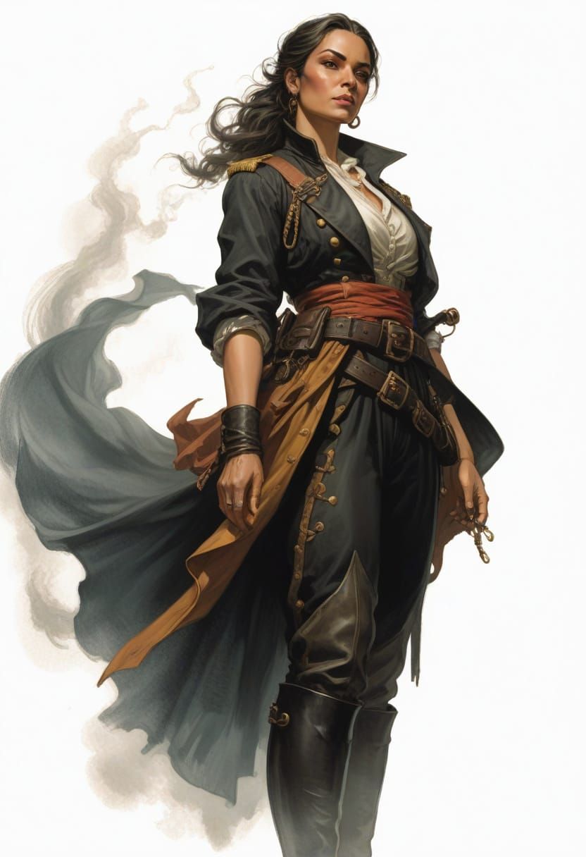 18th Century Female Ship Captain in Military Attire