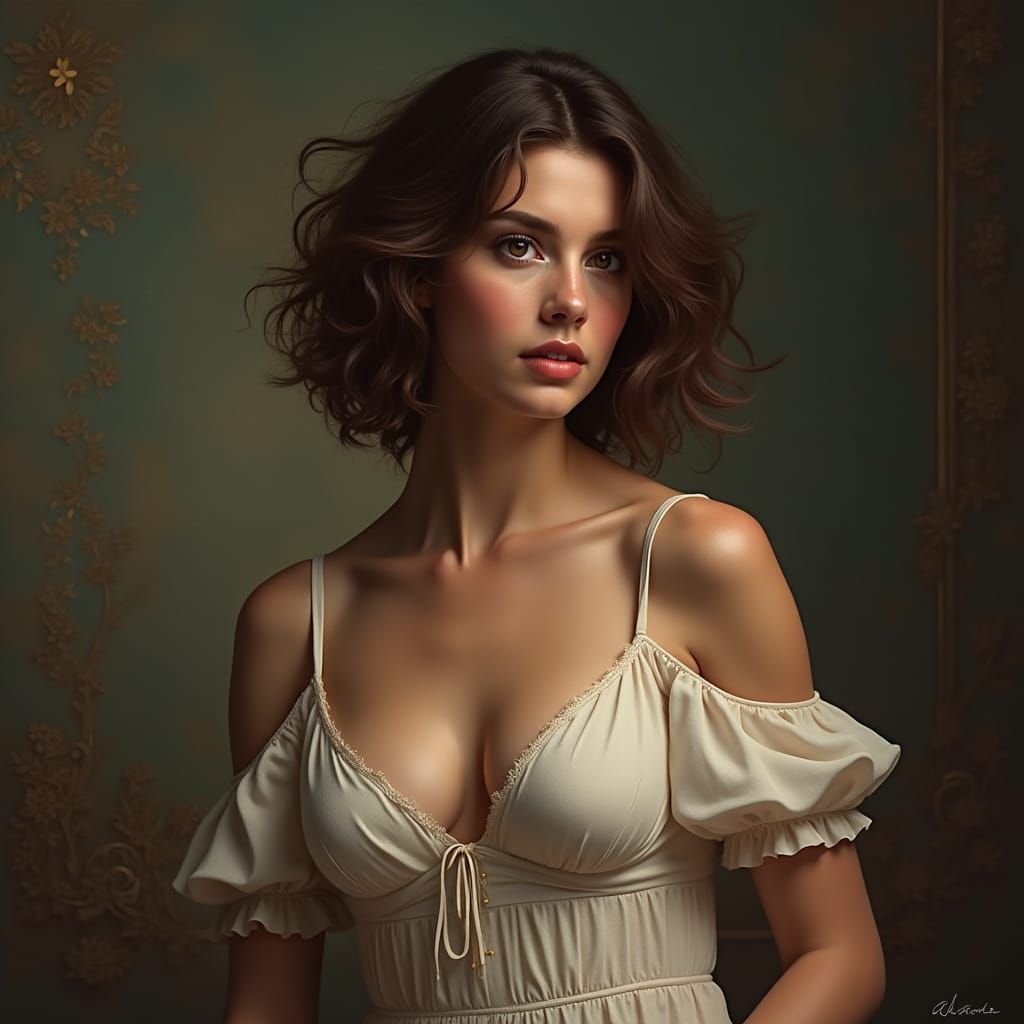 Elegant Model Portrait as Detailed Matte Painting