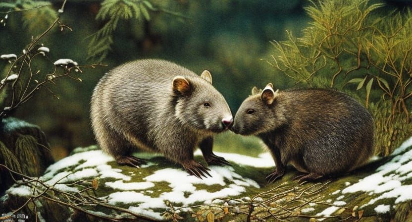 Wombat's Winter Tea Party: Cel-Shaded Watercolor