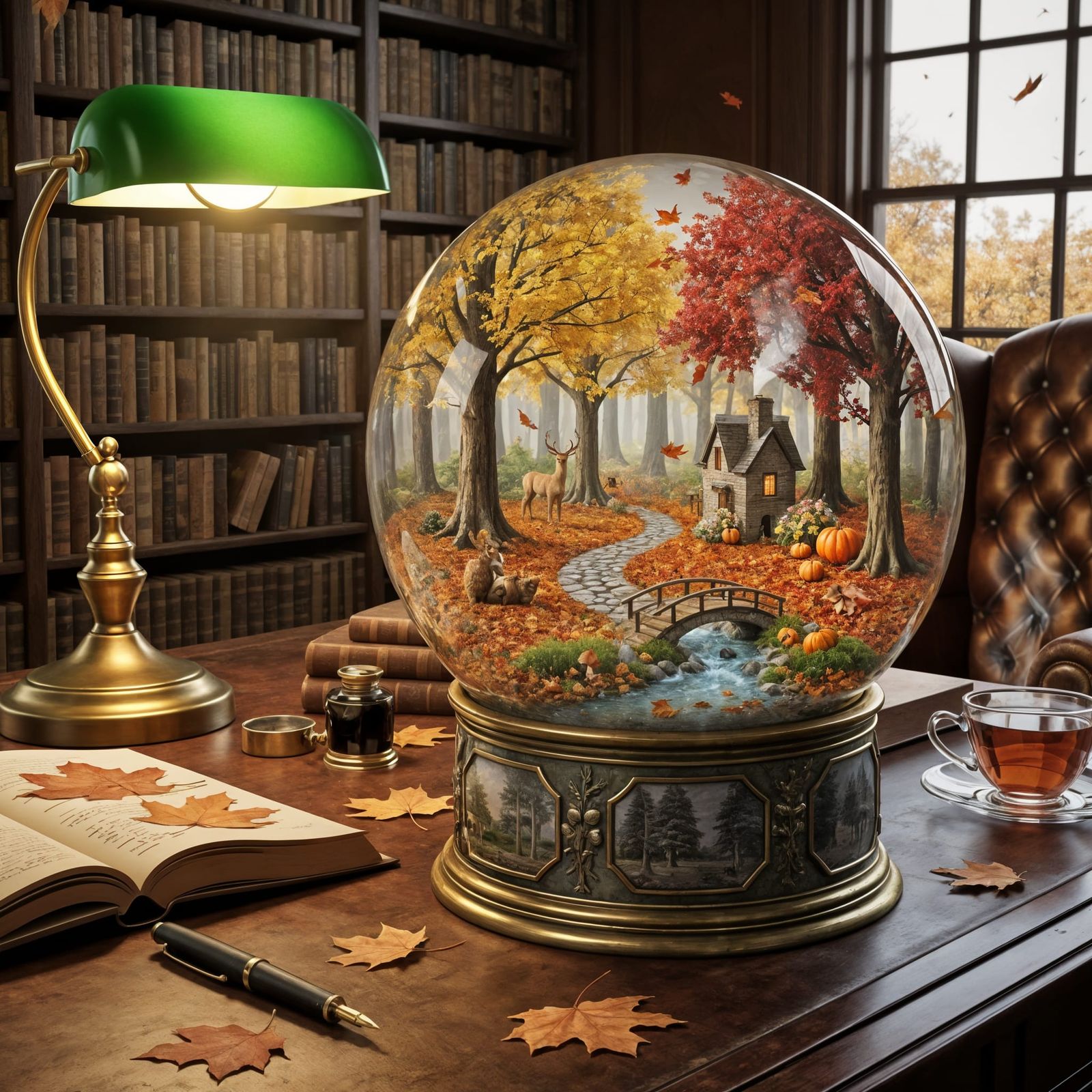 Enchanted Autumn Snow Globe CGI Render