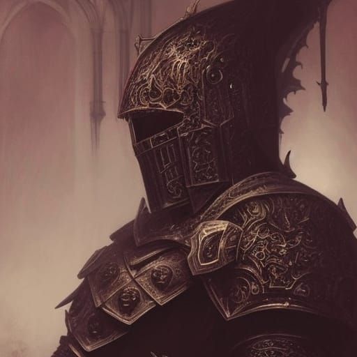 Dark Fantasy Unholy Paladin in Rose Bed