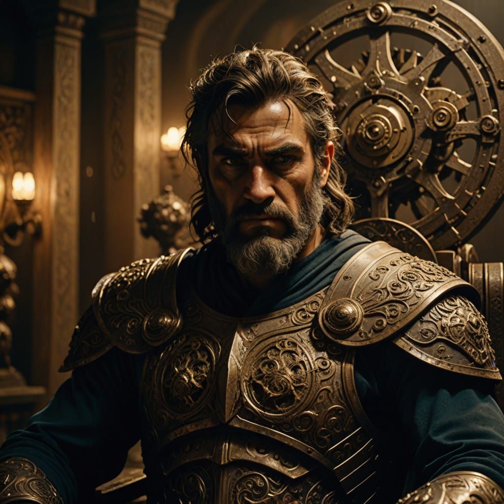 Epic Portrait of Cronus, Titan of Time, in Warm Golden Hues