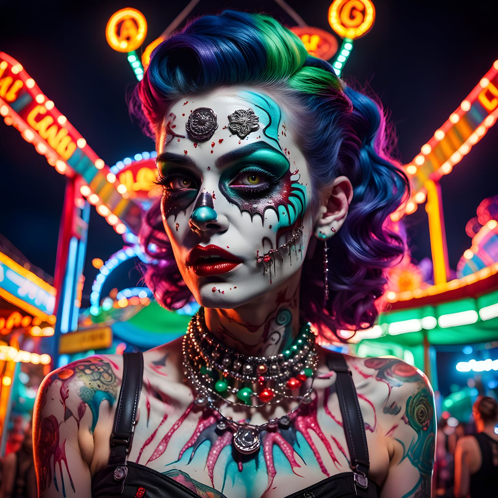 Zombie Rockabilly Pinup at Retro Fairground
