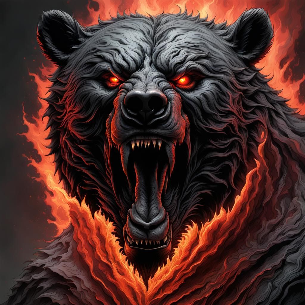 Terrifying Bear Demon Lord of Hell in Horror Concept Art