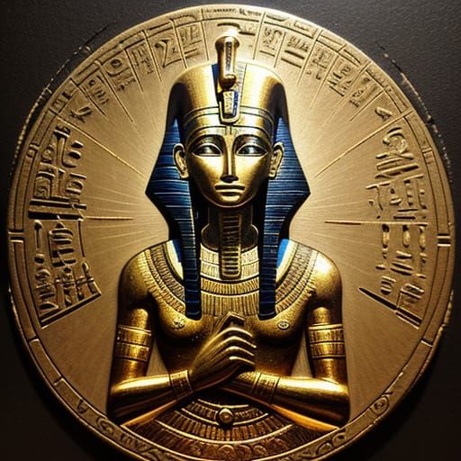 Egyptian Scribe Holding Papyrus with Golden Hieroglyphics