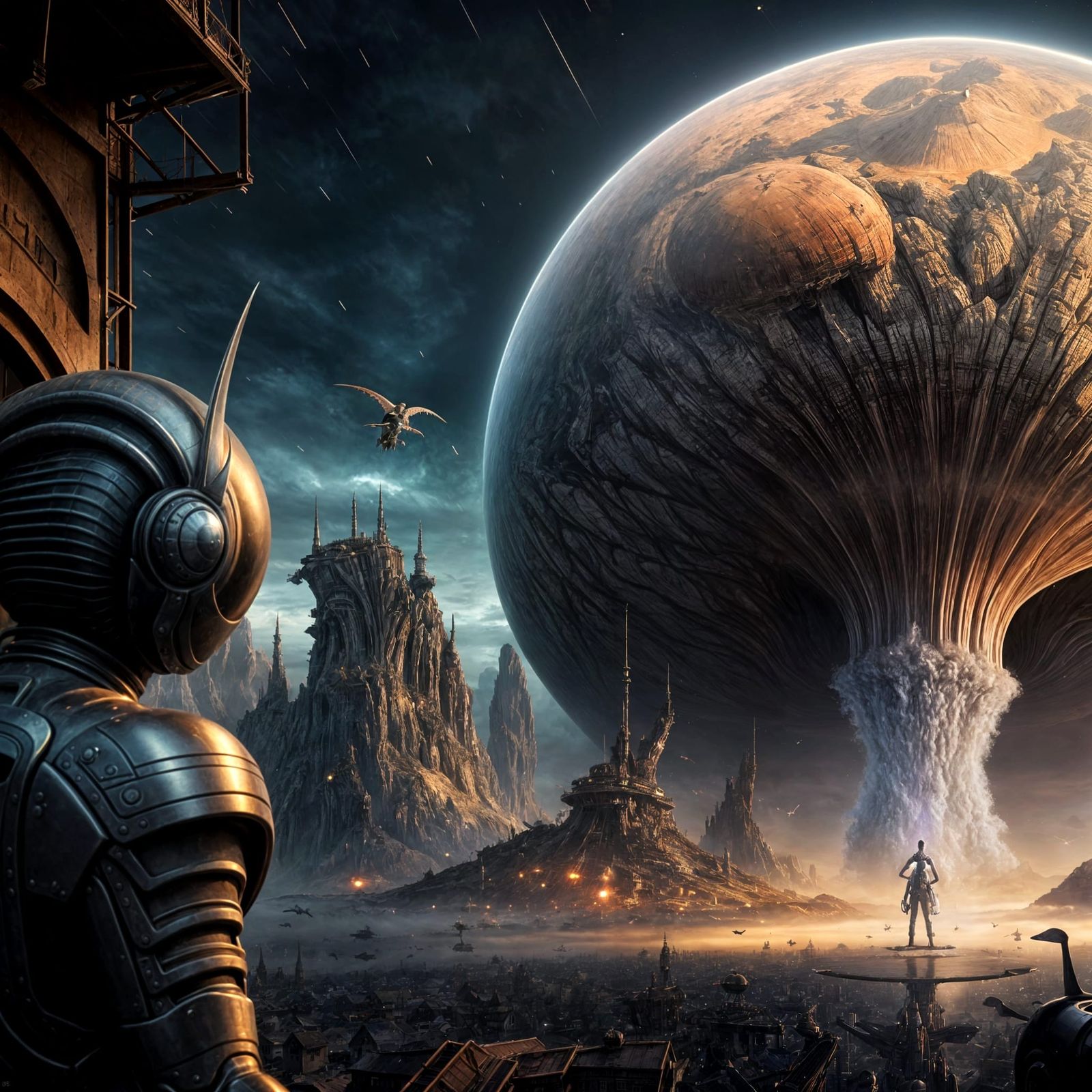 Alien Cartoon Characters in Surreal Matte Painting