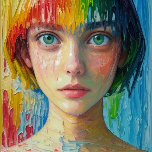 Expressionist Oil Painting: Face in Mirror