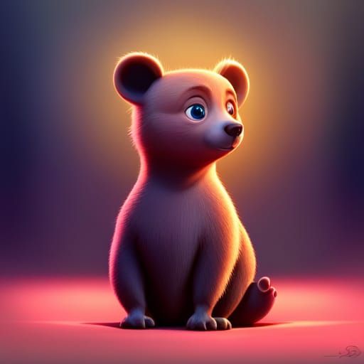 Bear Cub Named Bud: Pixar-Style 3D Art