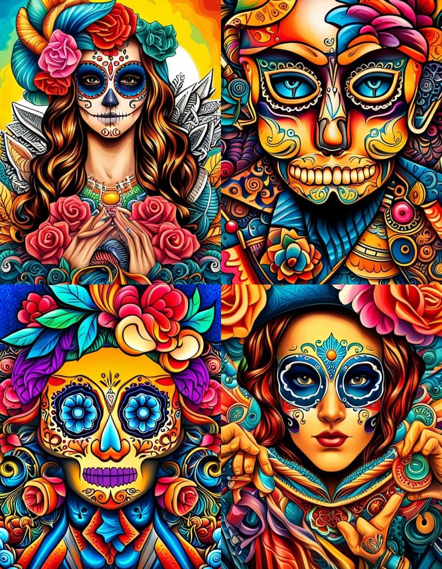 Day of the Dead Music Event Poster in Graffiti Art