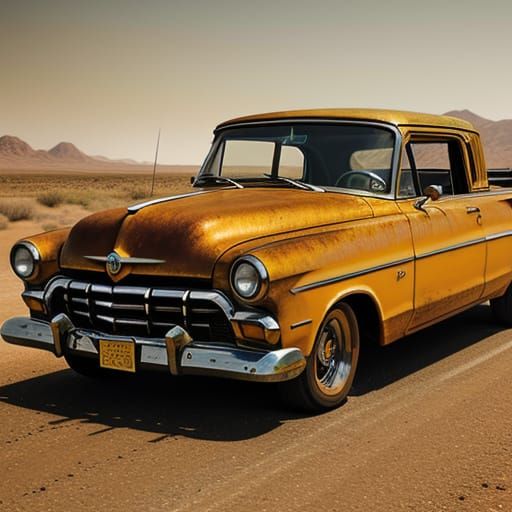 Vintage Holden EH Ute on Desert Highway