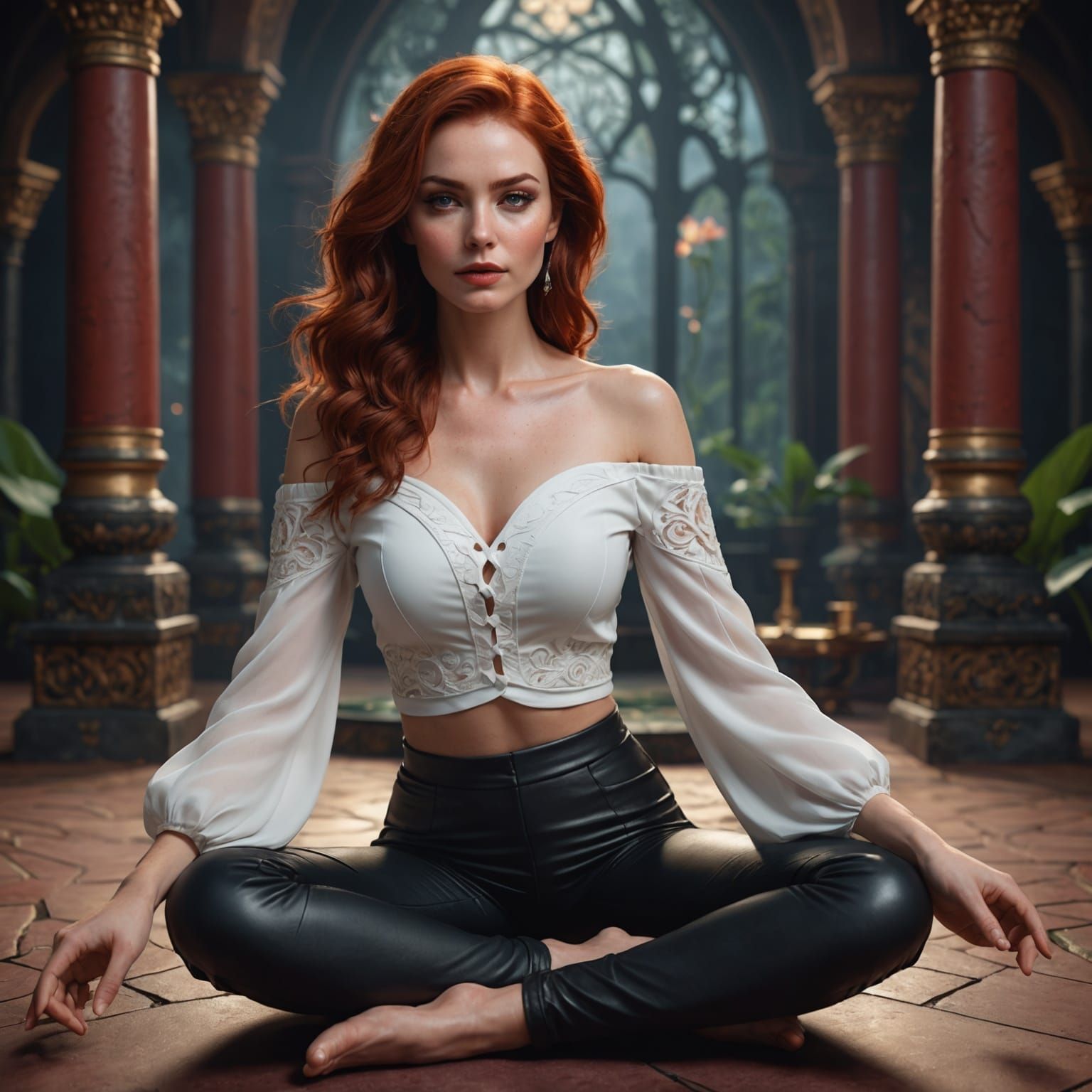 Woman in Lotus Position, Fantasy Concept Art