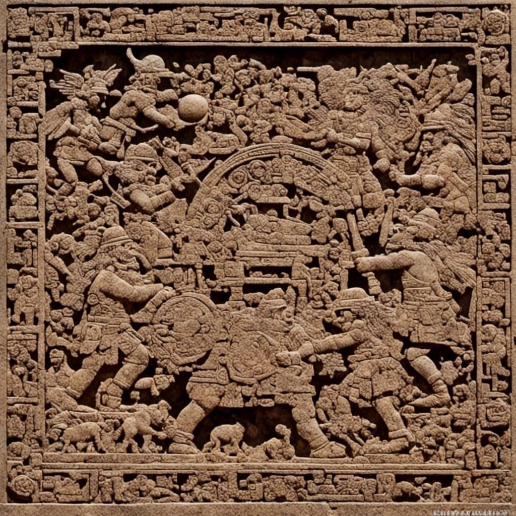 Epic Battle Scene Carved in Ancient Stone