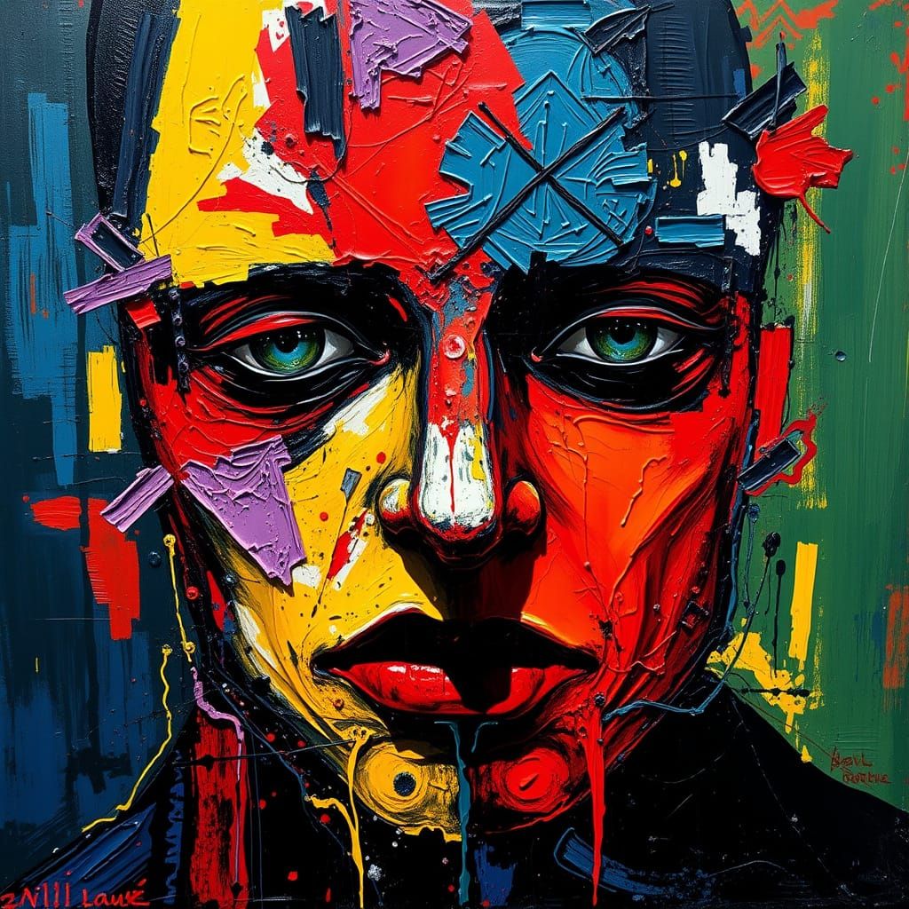 Abstract Expressionist Art of Chaotic Energy and Inner Strug...