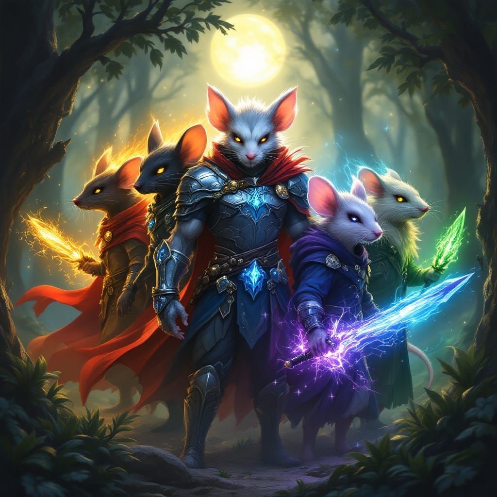 Fantasy Mice-Folk Adventurers Unite in Enchanted Forest Unde...