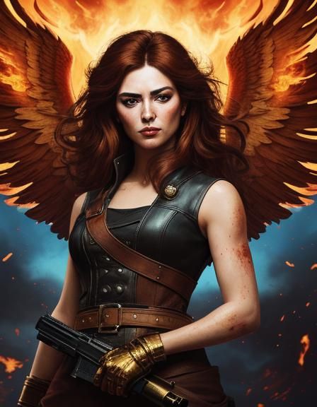 Fiery Treasure: Guns Blazing in a Surreal Scene