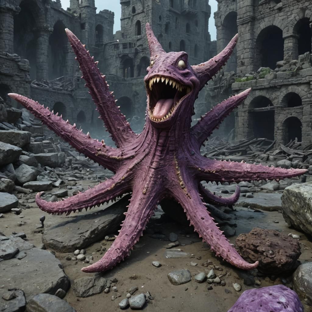 Menacing Starfish Sea Creature in Dark Fantasy Art