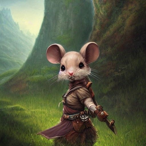 Chibi Mouse Adventurer in Lush Valley, Redwall Art