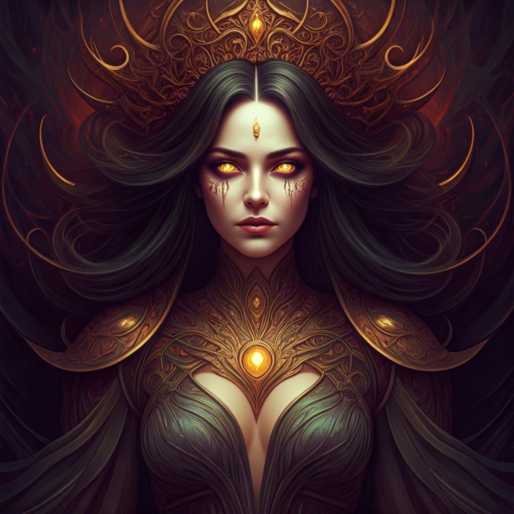 Mystical Woman in Ethereal Mist, Art Nouveau Style