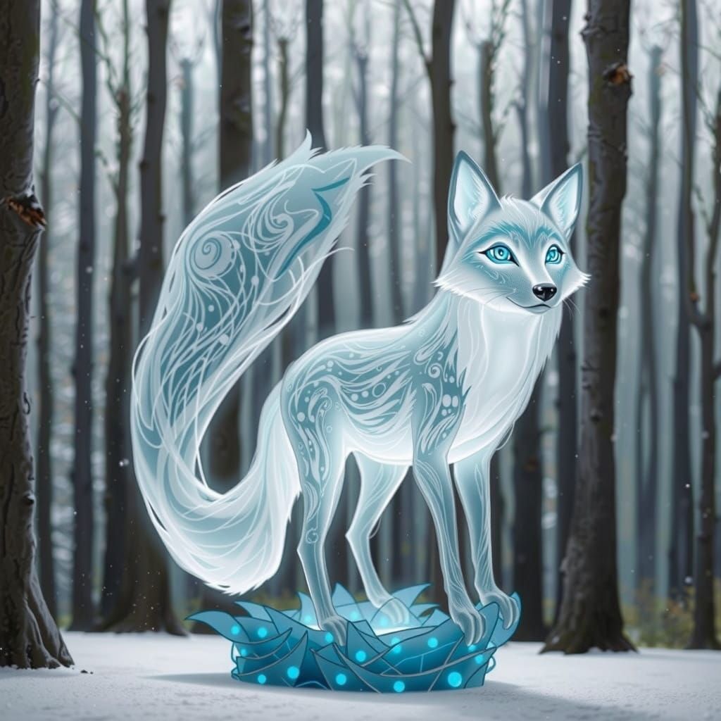 Enchanted Fox Glows in a Vibrant Mythical Forest