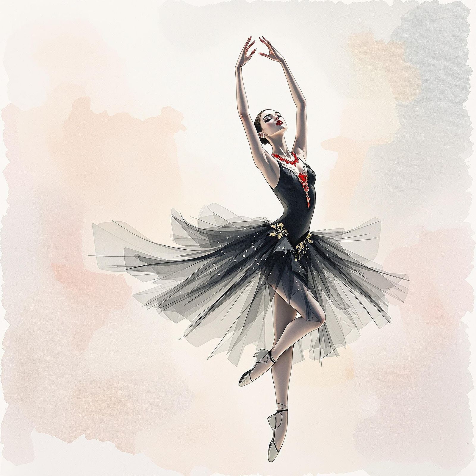 Elegant Ballerina in Watercolor