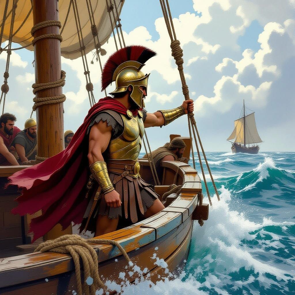 Ancient Greek Sailor at Sea