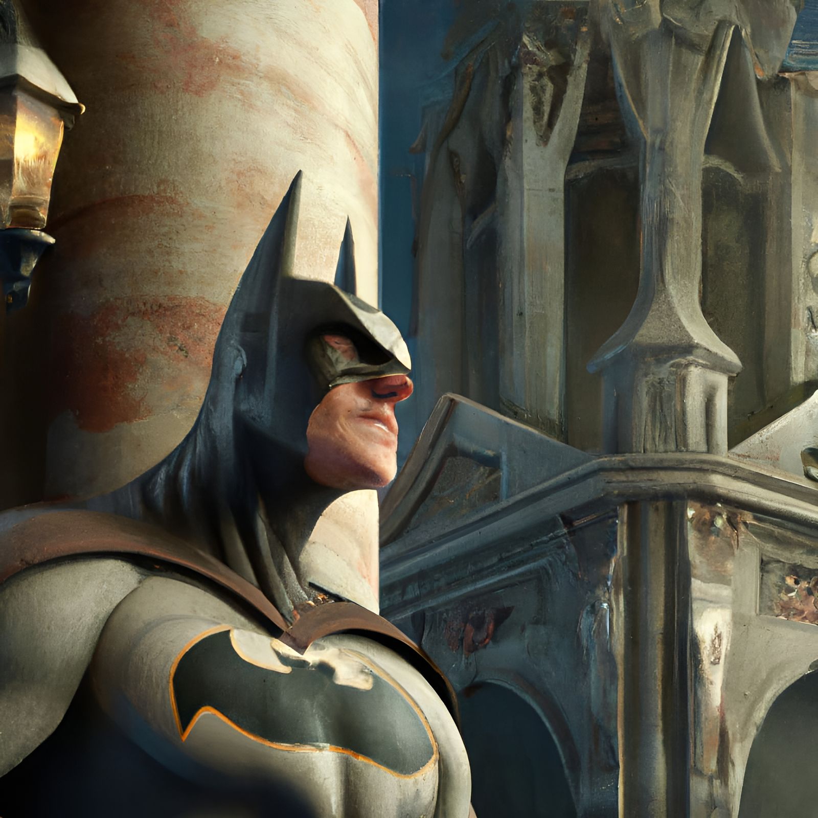 Batman in Church: 3D Rendered Matte Painting