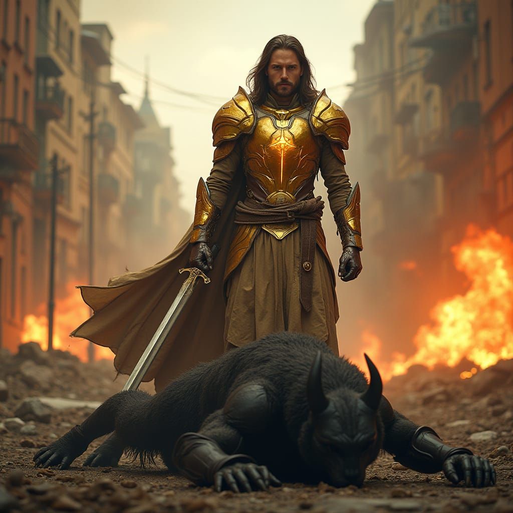 Heroic Warrior in Post-Apocalyptic Stockholm