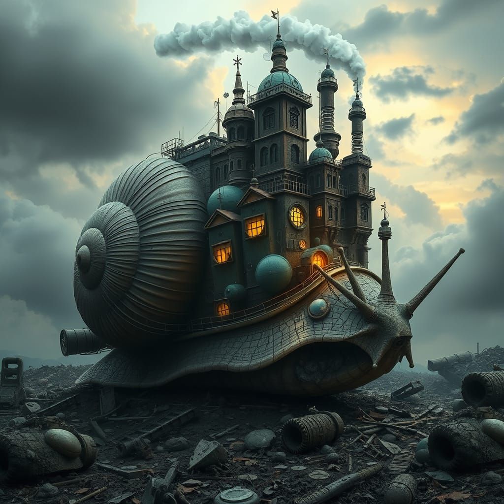 Gears and Steam Cover a Desolate Steampunk Snail