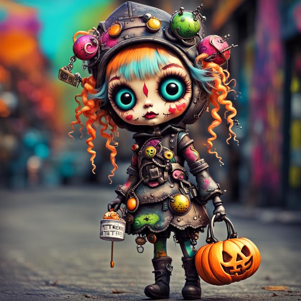 Aetherpunk Doll Trick-or-Treating: Graffiti Splash Art
