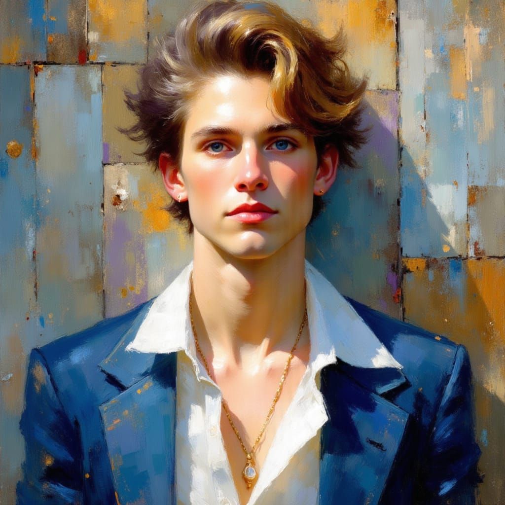 Handsome Man in Blue Blazer, Digital Matte Painting