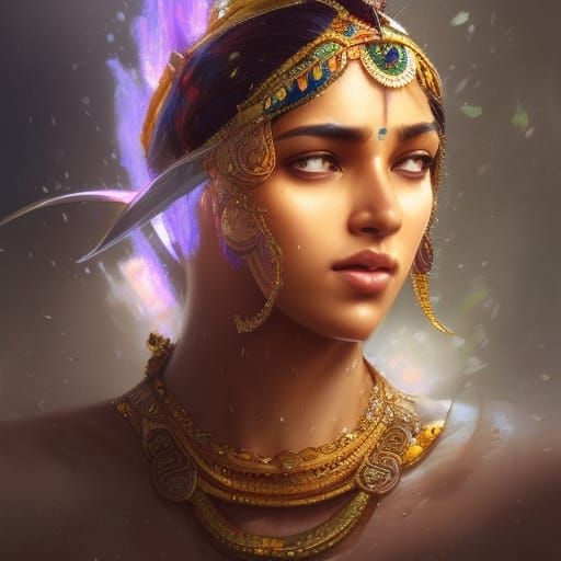 South Asian Warrior Princess Portrait: Hyperdetailed Art