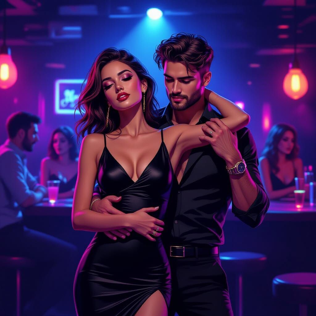 Nightclub Dance Scene in Digital Painting Style