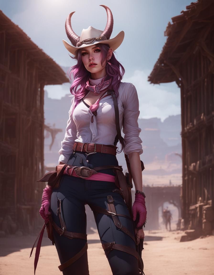 Hellene the Tiefling Gunslinger "Are you gunna be Quick, or Dead, hombre?"