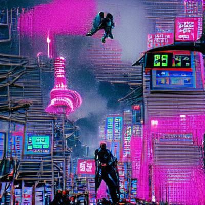 Cyberpunk Neo-Tokyo Cityscape at Night