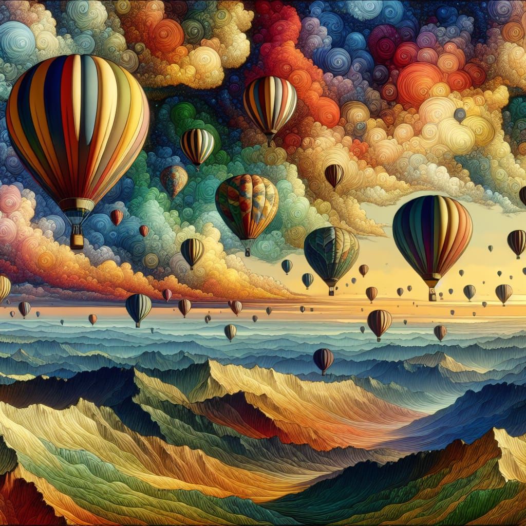 Enchanting Hot Air Balloons Adrift in Colorful Skies