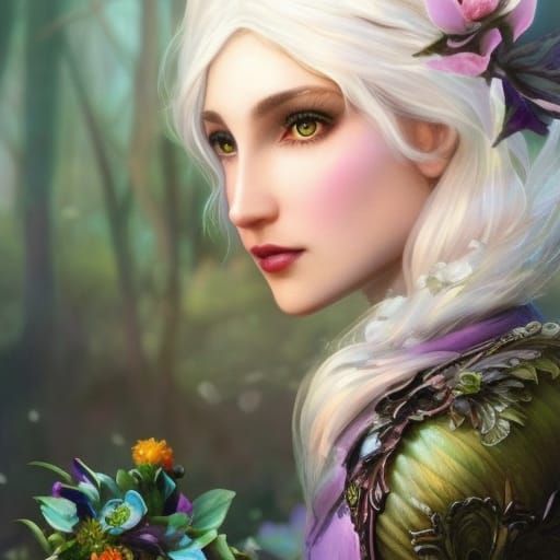Opalescent Fairy Elf Portrait in Hyperdetailed Style