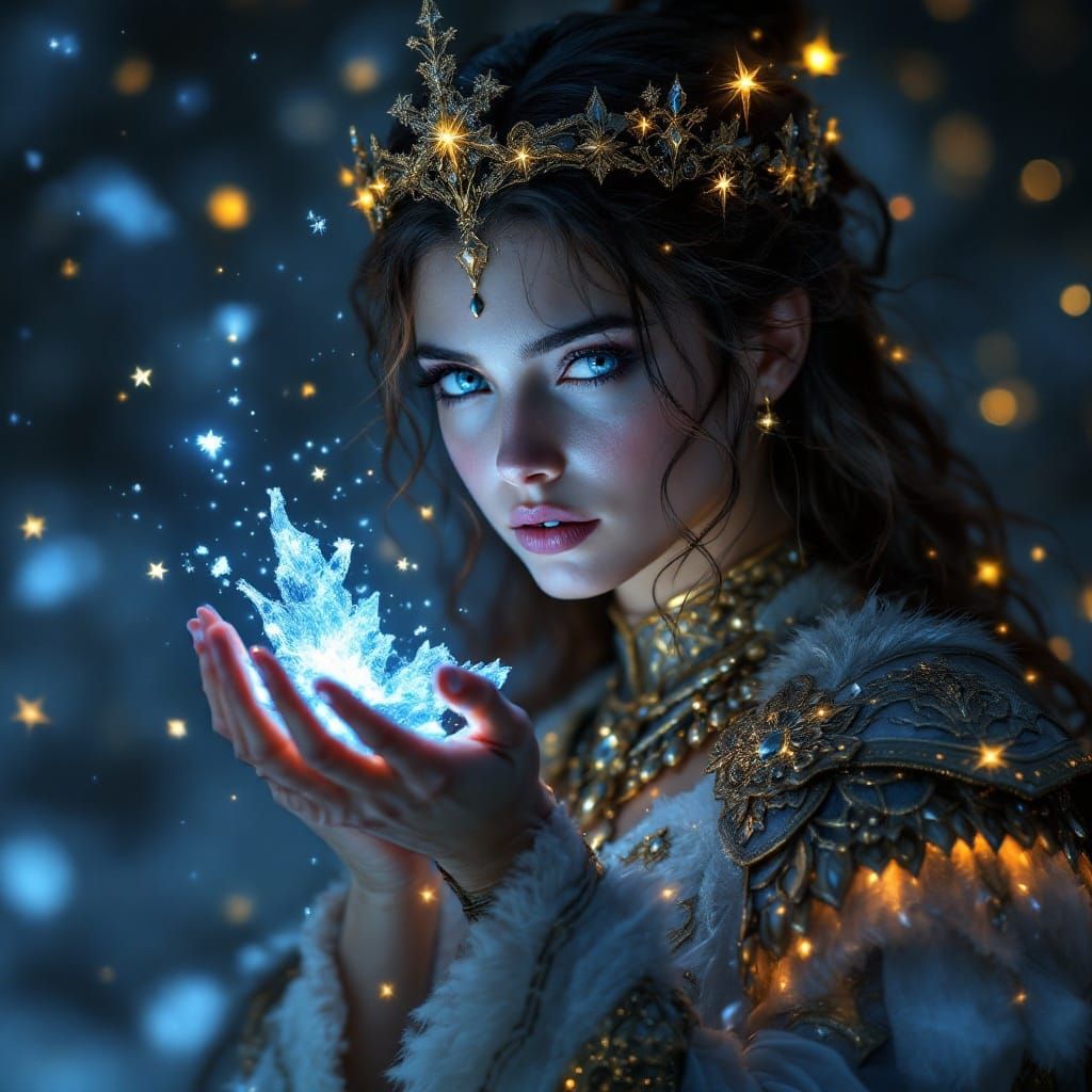 Celtic Warrior Princess Under Dark Moonlit Skies